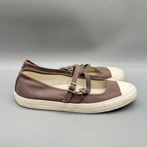 Converse Mary Jane Sneakers Womens 7.5 Brown Canvas Double Strap All Star Shoes